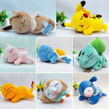 

New Pokemon Eevee Pikachu Squirtle Charmander Venusaur Mewtwo Plush Doll Soft Toys Sleeping Animal 20cm 9pcs/set