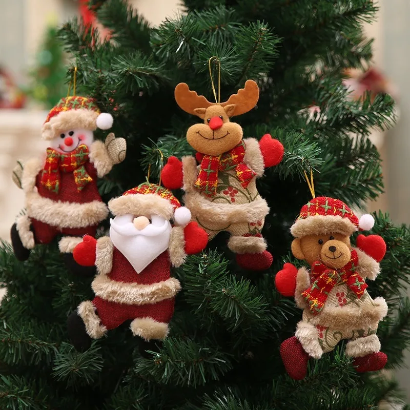 

5PC/lot 2021 Lucky hang decorations Happy New Year Ornaments Christmas Claus Snowman Tree Pendant Doll Kids Gift DIY for Home