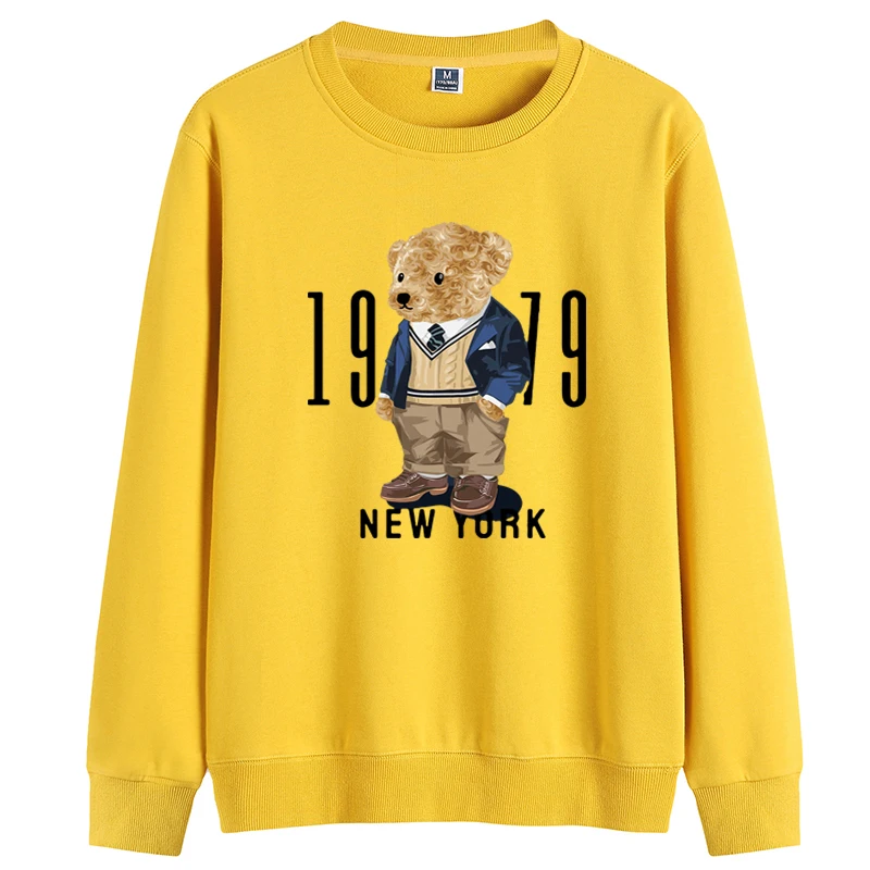 Creative Fashion Gentleman Teddy Bear Sweatshirt Autumn/Winter Thickening Plus-size Men and Women Hoodies Lovers Hoodie S-4XL