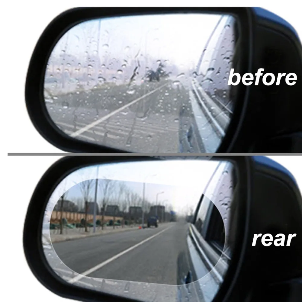 6PC car rear view mirror rain film 2pc10x10cm round bare film 2pc10x14.5cm elliptical bare film 2pc17.5x20cm side window 30N (4)