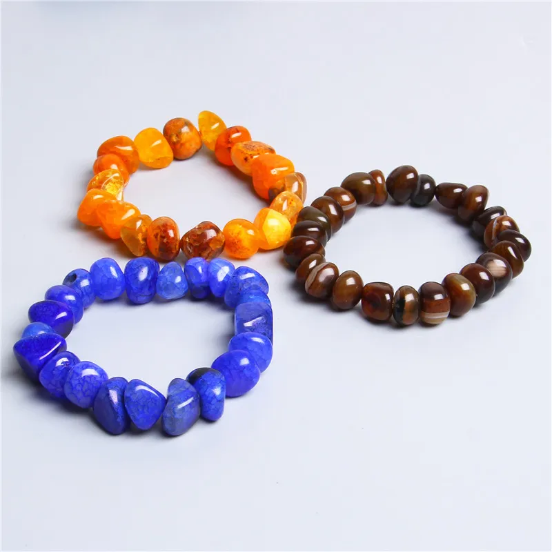 

2019 Fashion Natural Agates Stone Bracelet Bangle Colorful Crystal Beads with Elastic Rope Charm Bracelet Men Women Jewelry