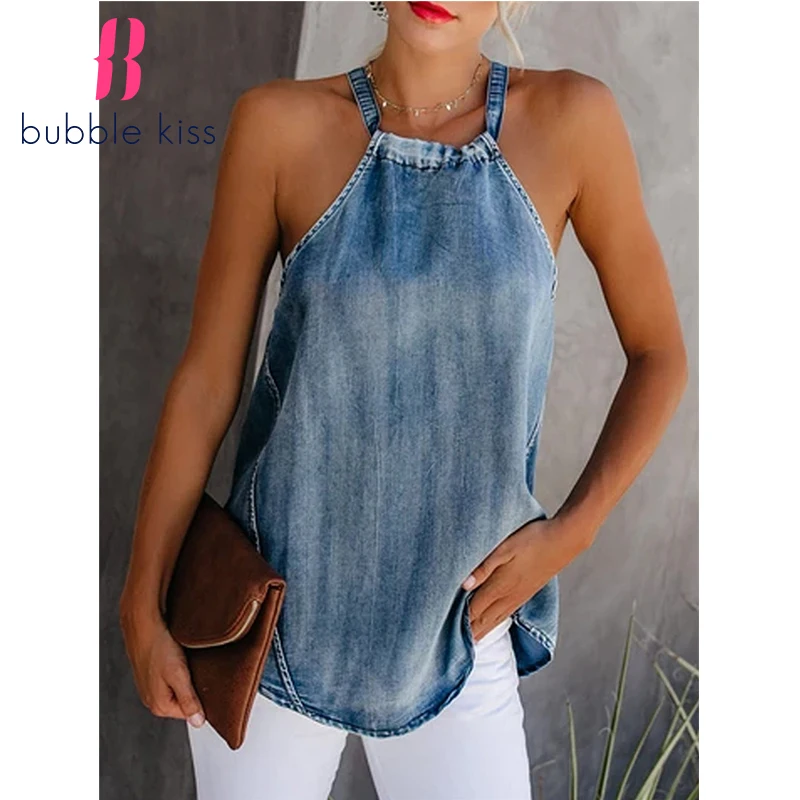 

Denim Vest Women 2020 Female Summer Women's Plus Size Casual Tank Sexy Denim Tops Fashion Elegant Off Back Sleeveless Vest Top
