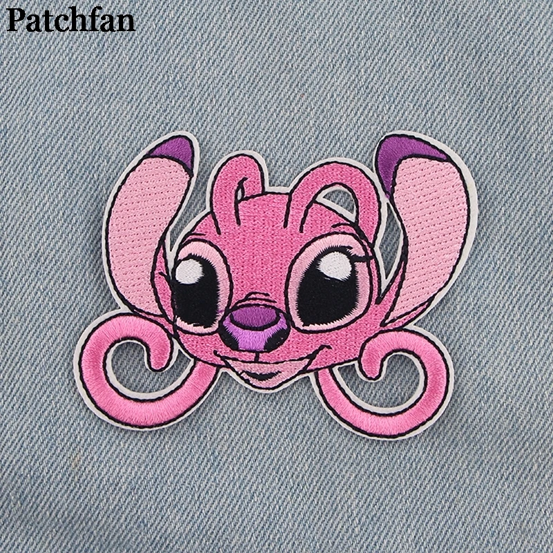 20 шт./лот Patchfan тематика «Лило и Стич» в мультипликационном стиле(«Железный На нашивки костюмы вышитые аксессуары для лоскутного шитья индивидуальные нашивки оптом A2313