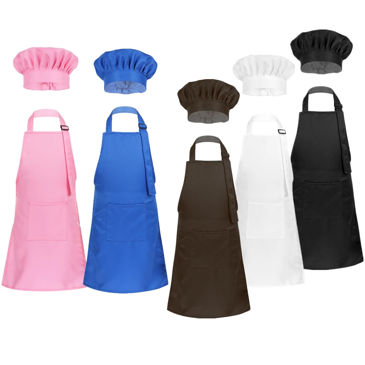 2020 Cooking Kitchen Apron Kid Children Kitchen Chef Adjustable Apron and Chef Hat Set for Cooking Baking Painting Training Wear