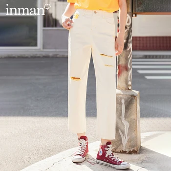 

INMAN 2020 Summer New Arriavl Pure Cotton Fashion Hole Japanese Style Loose Turnip Pant