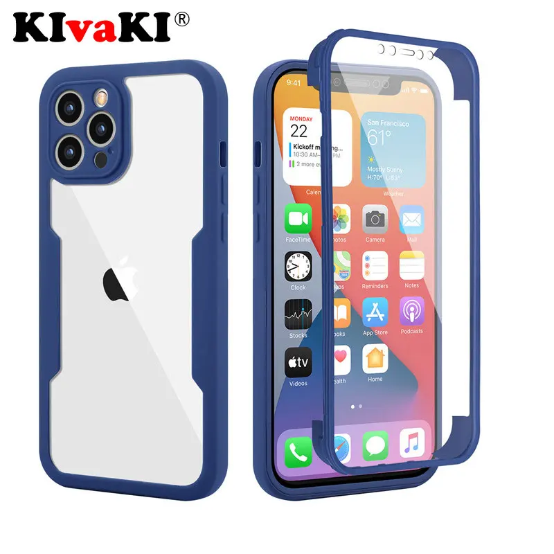 Luxury 360 Protection Full Phone Case For iPhone 12 11 Pro Max XR X XS 13 7 8 Plus SE Bumper Soft Clear Shockproof Bumpe Cover | Мобильные