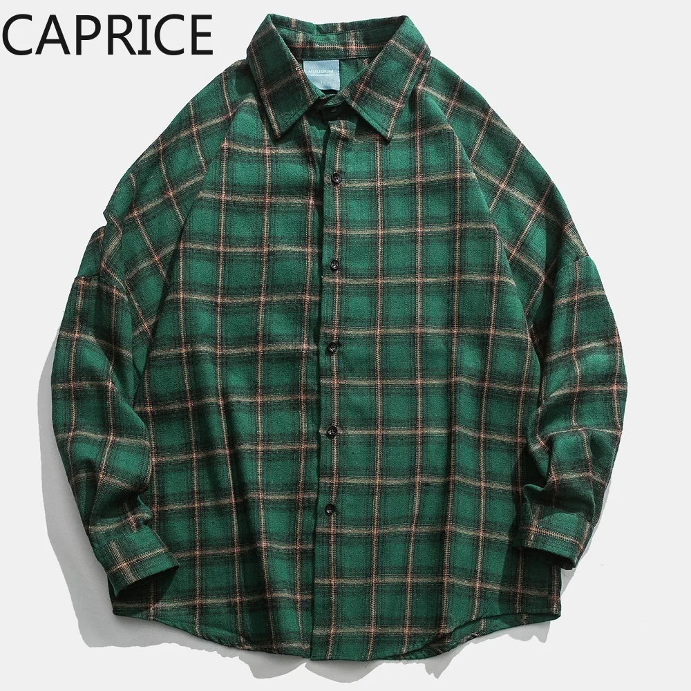 2019 green Plaid Long Sleeve Shirts Men Hip Hop Casual Pocket Button Up Shirts Fashion Streetwear
