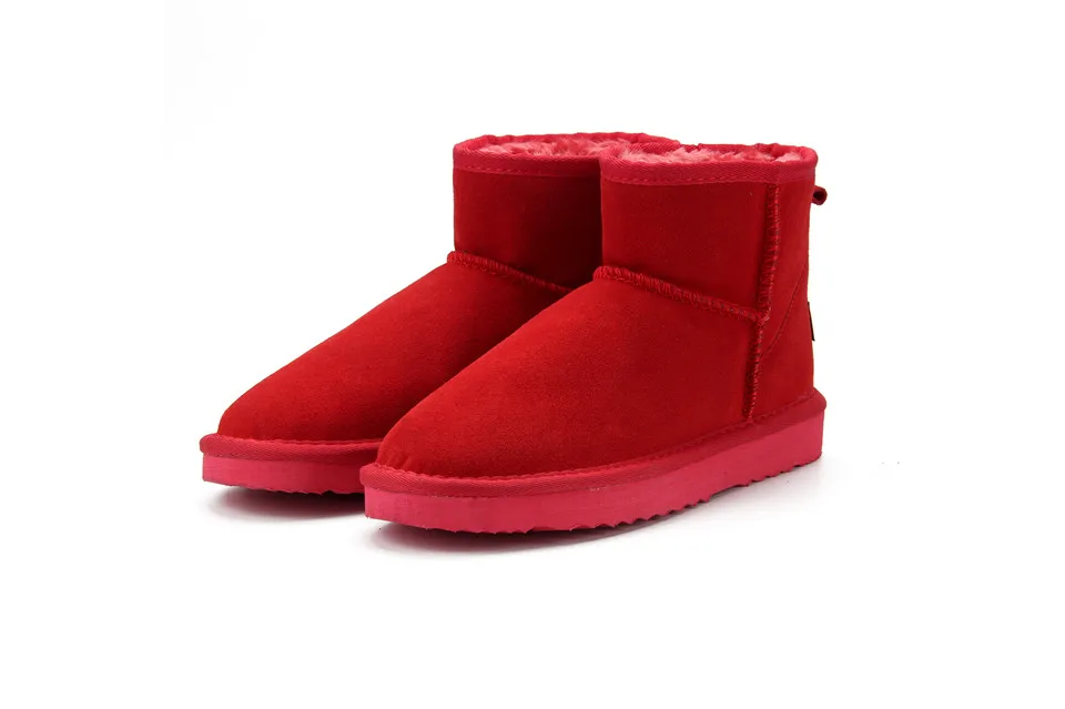 Australia Women Snow Boots Genuine Cowhide Leather Ankle Boots Warm Winter Boots Woman shoes large size 34-44