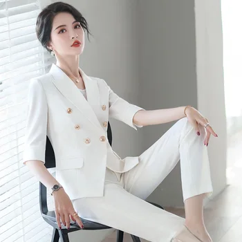 

White Suit Female Suit England Wind Occupation Pack Temperament Host Positive Pack Stewardess Uniform Yls852