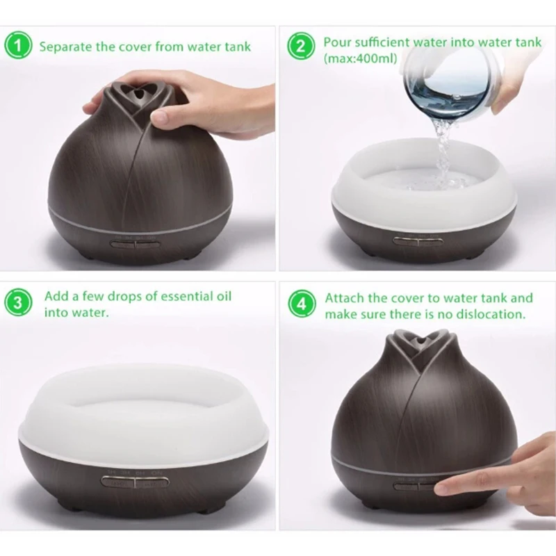 150Ml USB Wood Grain Electric Aromatherapy Essential Oil Diffuser LED Light Ultrasonic Air Humidifier Household Aroma Diffuser