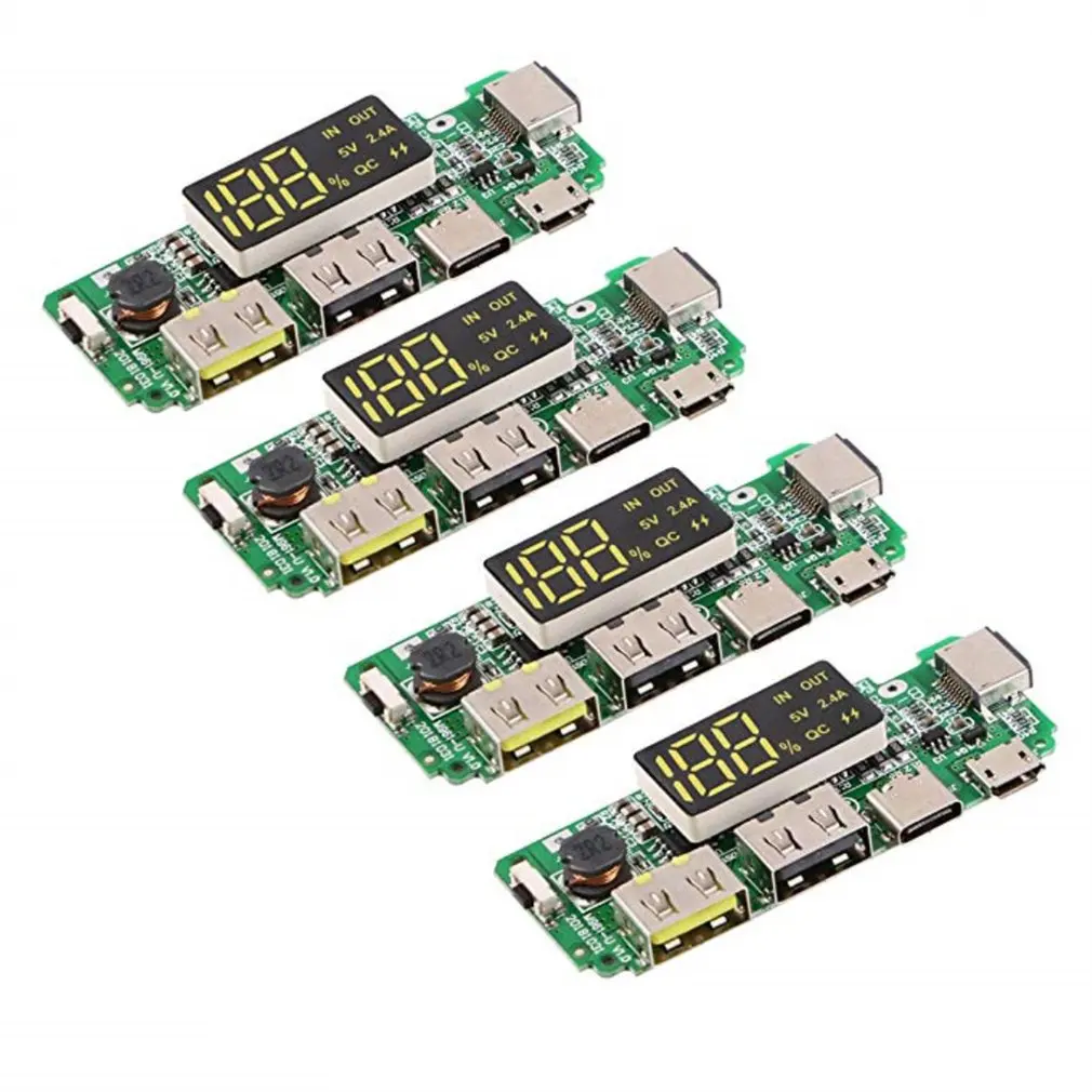 

4pcs 18650 Battery Charger Protection Module Mobile Power PCB Module Board Dual USB 5V 1A 2.1A With BMS Protection