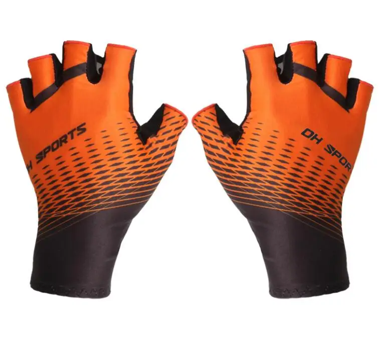 Cycling Gloves Outdoor Protect MTB Bike Women Men Gloves Washable Breathable Polyester Spandex Half Finger Racing Bicycle Gloves - Цвет: Оранжевый