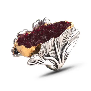 

Unique Silver Color Ginkgo Leaf Rings Personality Crystal Stone Party Women's Ring Anniversary Jewelry for Lovers