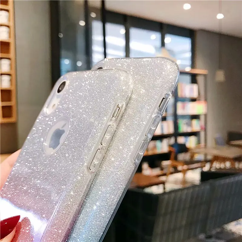 Роскошный цветной блестящий чехол для телефона iPhone 11 Pro XR X XS Max 8 Plus 7 6 6S TPU Защитный