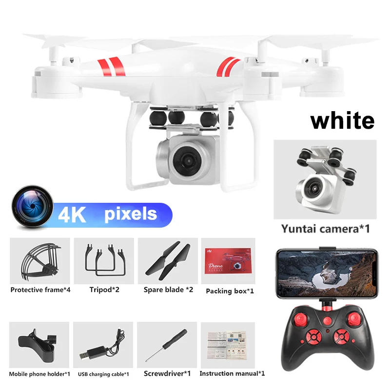 white 4k KY101D Дрон 4k камера-ручка fpv широкоугольная камера самолет с ДУ вертолет на радиоуправлении с Квадрокоптер с камерой VS XS809 M65 Дрон - Цвет: white 4k