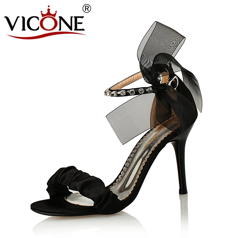 

VICONE Women Summer Pointed Toe Party Wedding Crystal Riband Sweet Fashion Heels V408796
