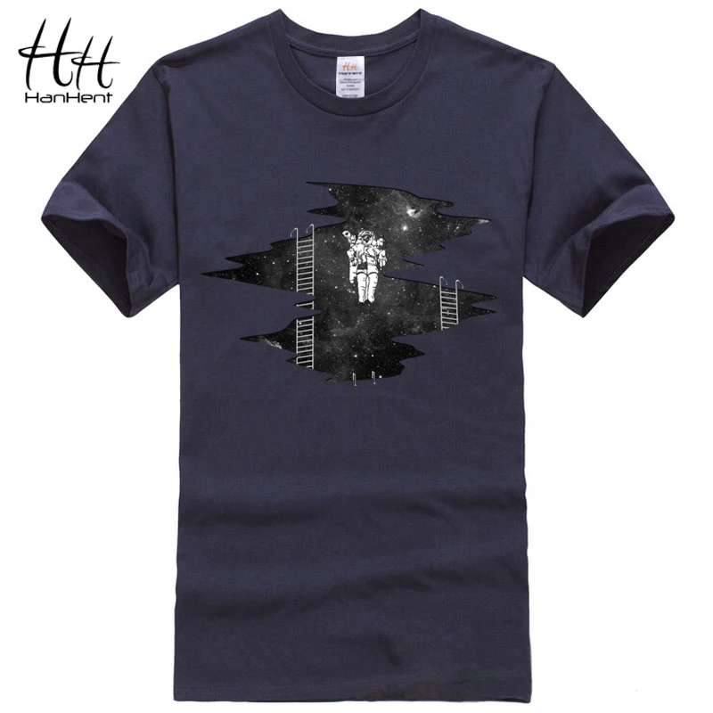 HanHent Creative Moon T-shirts Men Summer Cotton Short Sleeve Tops Funny T shirt Casual Clothes Tshirt harajuku Streetwear | Мужская