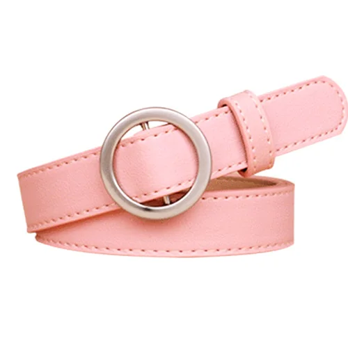 Leather A Pink Quaslover, Модный женский кожаный ремень, роскошный круглый ремень с пряжкой, женский ремень из искусственной кожи, высококачественный пояс для девушек - Цвет: Leather A Pink