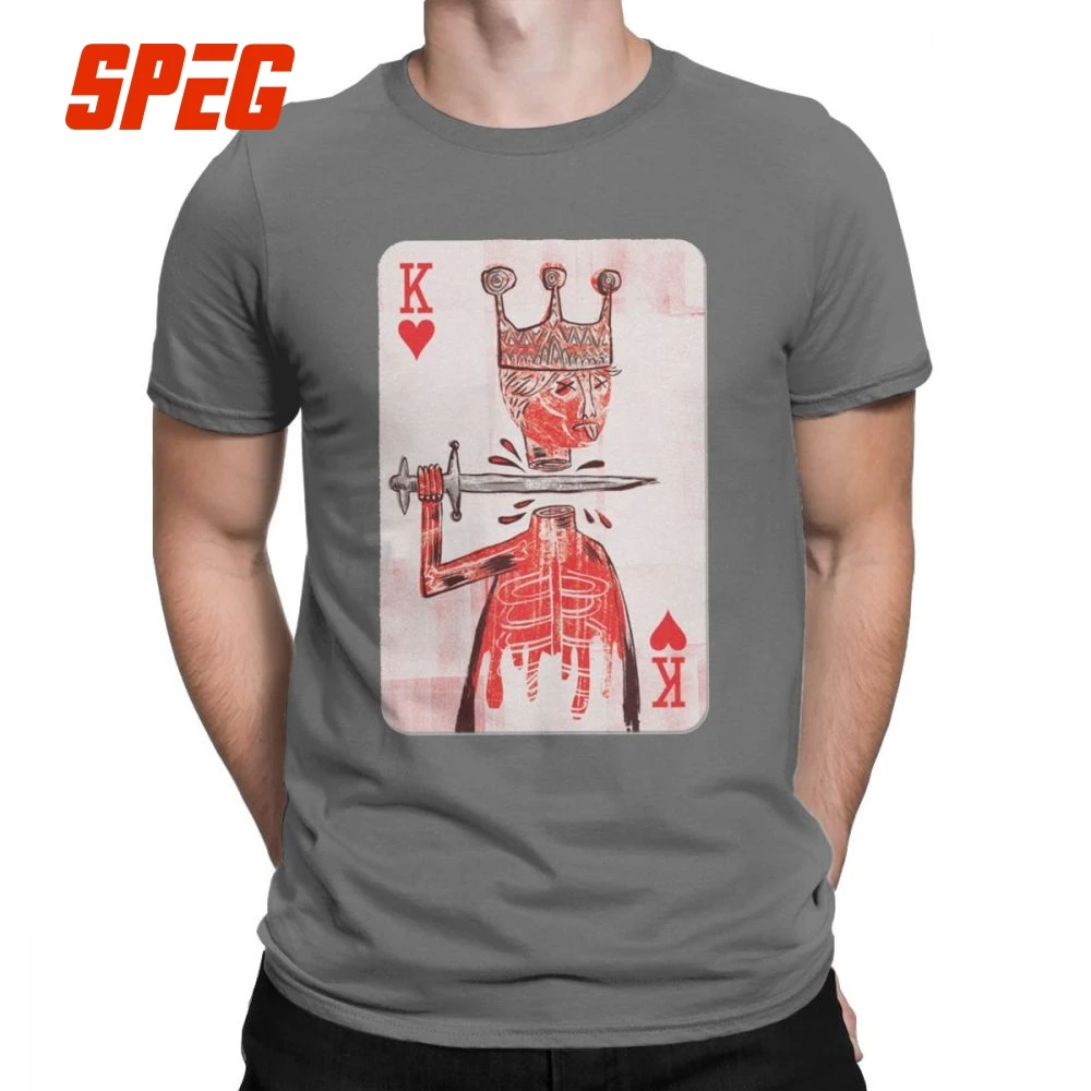 

Funny Basquiat King Playing Card T-Shirts Men Crewneck Cotton T Shirt Short Sleeve Tee Shirt Graphic Plus Size Clothes for Male