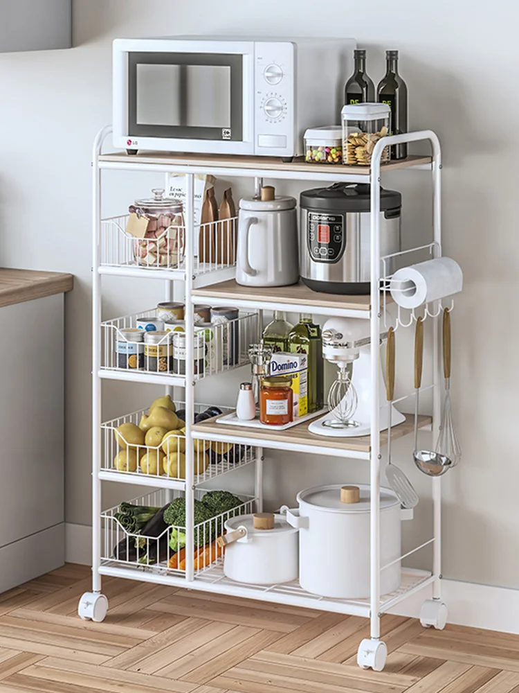 Kitchen Rack Storage Rack With Wheels Removable Trolley Oven
