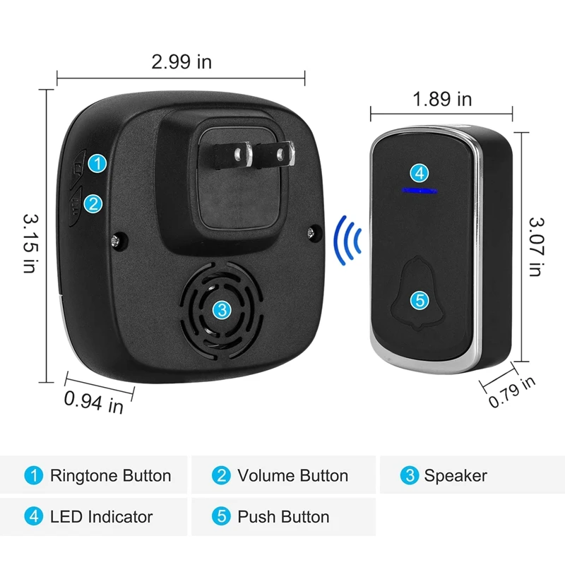 Welcome Doorbell Intelligent Wireless Doorbell Waterproof 300M Remote EU Plug Smart Door Bell Chime(UK Plug