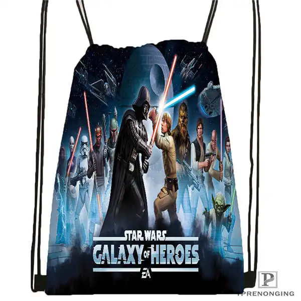 Пользовательские Star_Wars_-_ Рыцари походная сумка на шнурке милый рюкзак для детей(черная спинка) 31x40 см#180612-02-37