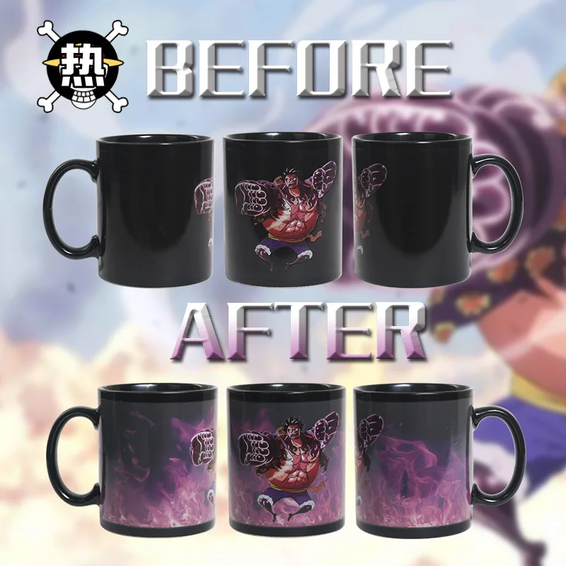 Japan Cartoon Luffy ZORO ONE PIECE Mugs With Cover Pure Color Thermos Mugs Cup Kitchen Tool Gift