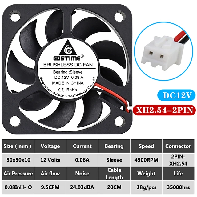 2pcs Gdstime 5cm 5010 5v 12v 24v Axial Cooling Fan 50mm Ball Bearing 50x50x10mm Pc Laptop Computer Cooler Heatsink Fans Fans Cooling Aliexpress 2pcs Gdstime 5cm 5010 5v 12v 24v Axial Cooling Fan 50mm Ball Bearing 50x50x10mm Pc Laptop Computer Cooler Heatsink Fans Fans Cooling Aliexpress