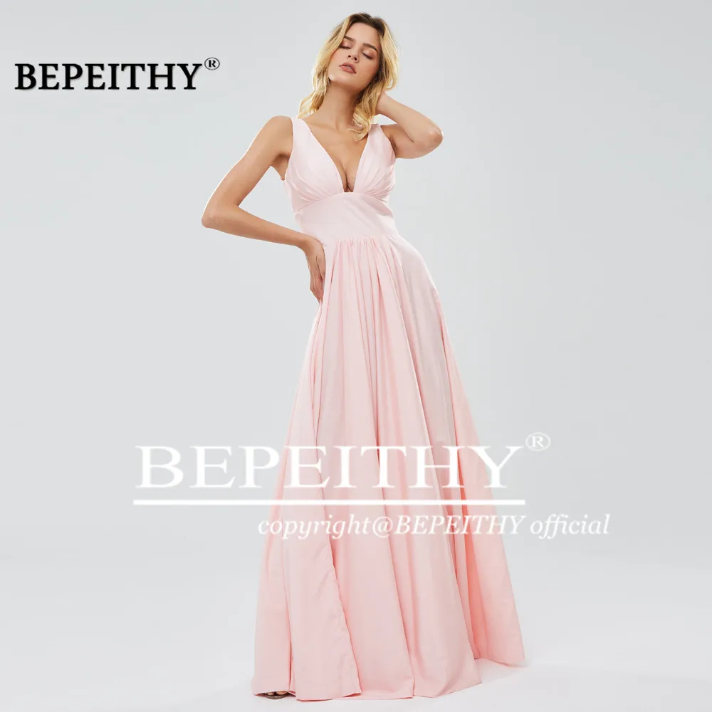 BEPEITHY глубокий v-образный вырез Длинные вечерние платья vestido de festa винтажное платье на выпускной, вечернее платье