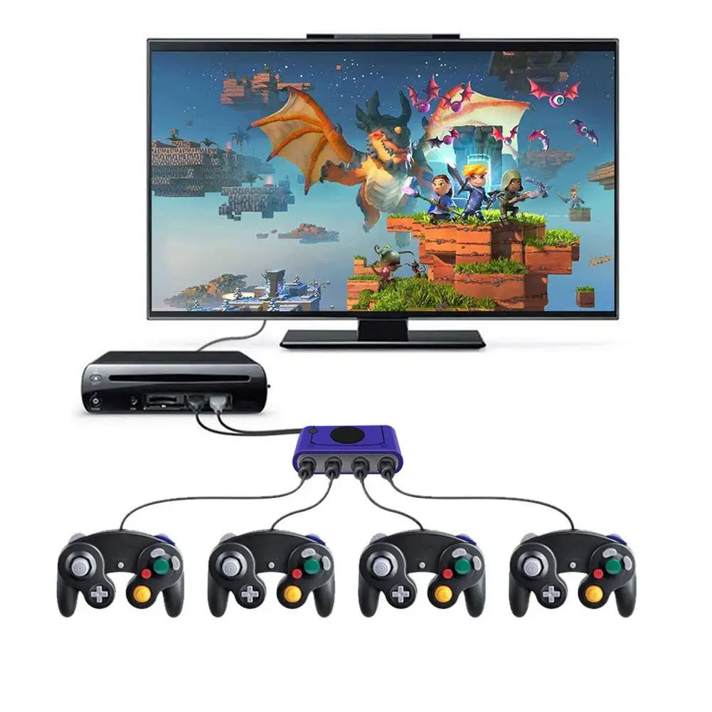 Фиолетовый адаптер контроллера Gamecube с usb-разъемом для переключателя ПК и WII U для игровой адаптер рукоятки