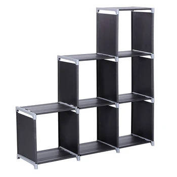 

Multifunctional Assembled 3 Tiers 6 Compartments Storage Shelf Black HYD88