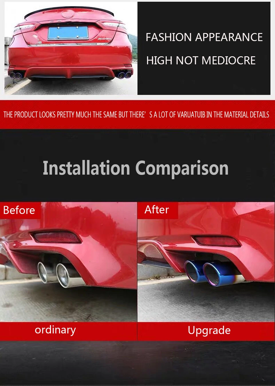 2 car exhaust muffler tip pipe styling chroming cut out cutout For toyota camry sport 2018 2019