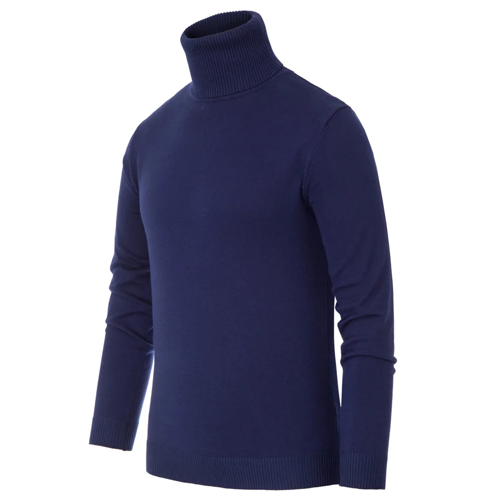 Теплый свитер Для мужчин Slim Fit Топы Мягкий однотонный цвет длинный рукав водолазка; свитер с эластичной резинкой осень-зима Термальность трикотаж