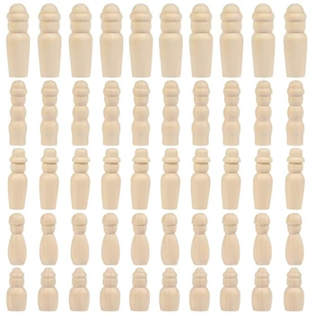 

Unfinished Wooden Peg Dolls with Hat,Family Peg People Doll Bodies,Natural Decorative Wood Figures for Painting,Peg Game