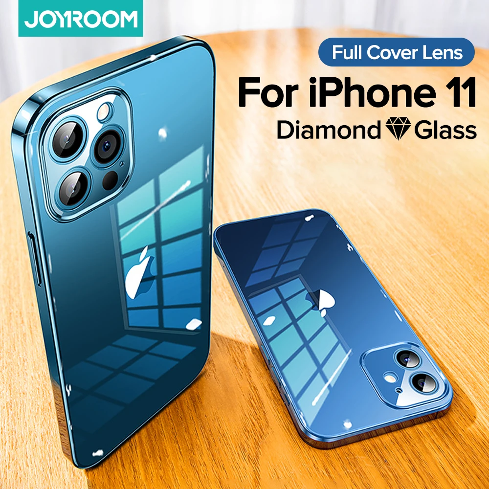 9H Diamond Glass Case For iPhone 12 11 Pro Max Mini Glass+TPU Shockproof Lens Full Coverage