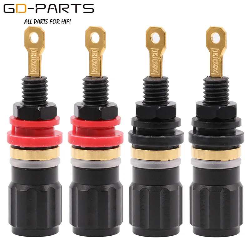 4PCS EIZZ 24 К позолоченный медный динамик связывающий пост Hifi DIY AMP Банан Джек Разъем Терминал Шасси Панель Разъем точка-точка - Цвет: 4PCS
