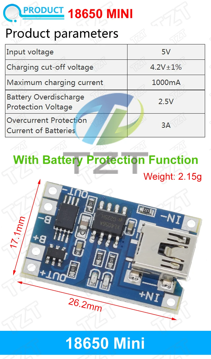 1/5PCS Micro USB 5V 1A 18650 TP4056 Lithium-Batterie Ladegerät Modul Lade Board Mit Schutz dual Funktionen 1A Li-Ion – Detail 4