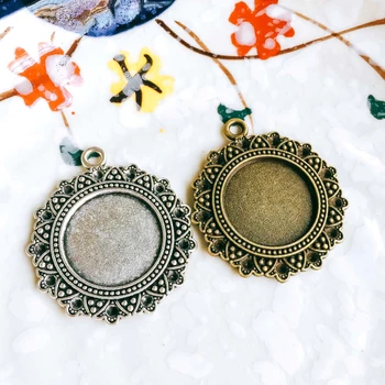 

5pcs/lot 20mm Necklace Pendant Setting Antique Bronze Silver Color Glass Cabochon Blank Base Supplies for Jewelry Finding T232