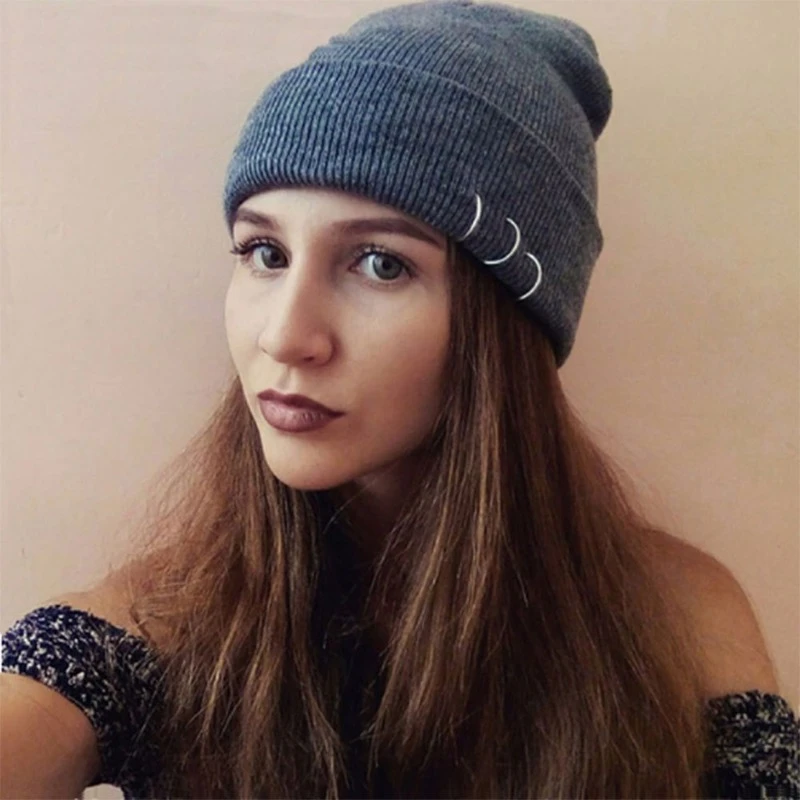 2021 Metal Ring Brimless Skullies Beanies Hats Hip Hop Caps Beanie Skullcap Street Hat Women Cap Men Bonnet Gorras Hombre Femme