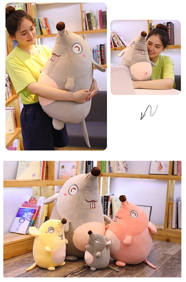 Kawaii большое животное мышь плюшевые игрушки, Забавные куклы спальные подушки мягкие крысиные куклы для мальчиков и девочек 24 дюймов 60 см