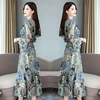 2022 Vintage 3XL Plus Size Boho Midi Dress Autumn Winter Print Chiffon Beach Dress Women Full Sleeve Casual Party Maxi Vestidos ► Photo 3/6