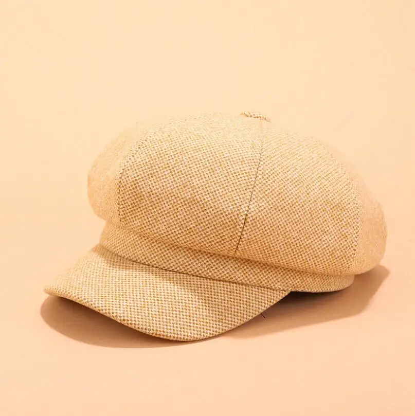 Высококачественная однотонная осенне-зимняя модная восьмиугольная кепка унисекс, кепка в британском стиле, простые шерстяные кепки, женская кепка с козырьком