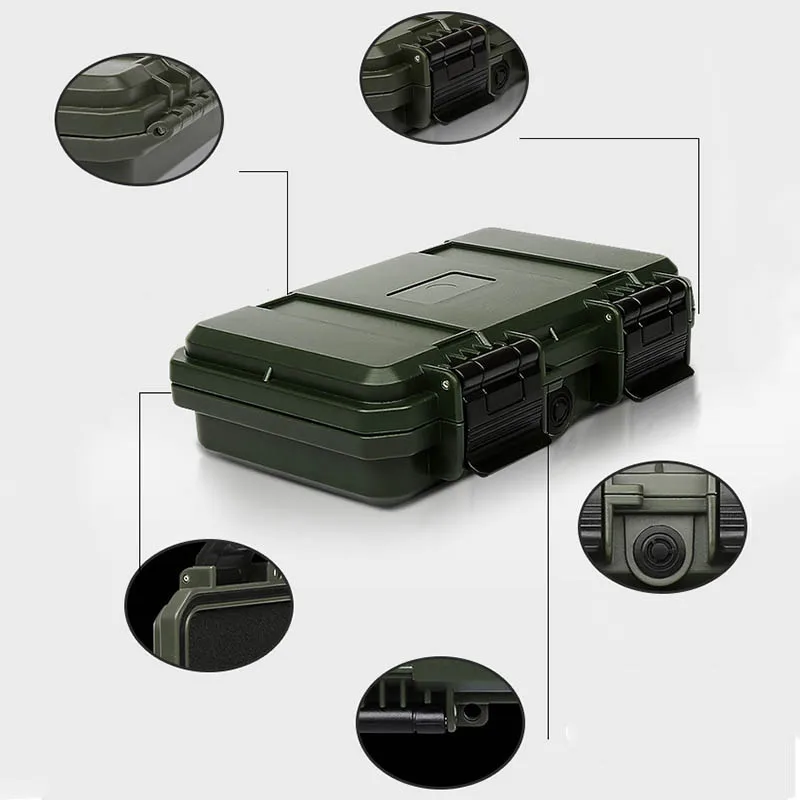 Shockproof Sealed Safety Case Toolbox Airtight Waterproof Tool Box Instrument Case Dry Box with Pre-cut Foam Lockable electrician tool bag