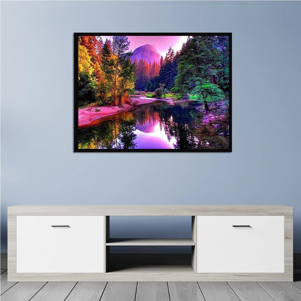 Full Square Diamond Painting Display Lake scenic area 5D DIY Diamond Embroidery Full Rhinestones Mosaic Home Decor Gift (2)