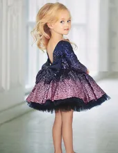 

Charming Flowers Girls Dresses Knee Length Ball Gowns Full Sleeves Novia Do 2022 New Party Gown for Girls