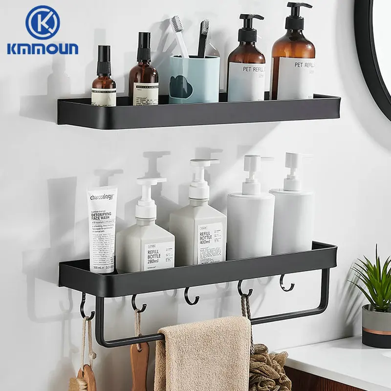 Black / White Bathroom Shelf Shampoo Holder Kitchen Storage Rack