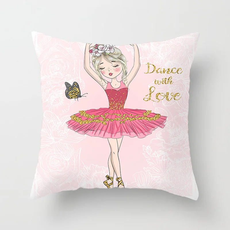 18 ''Elife полиэстер розовый Танцующая подушка для девочек квадратная детская подушка для дивана автомобиля спальни домашний декор