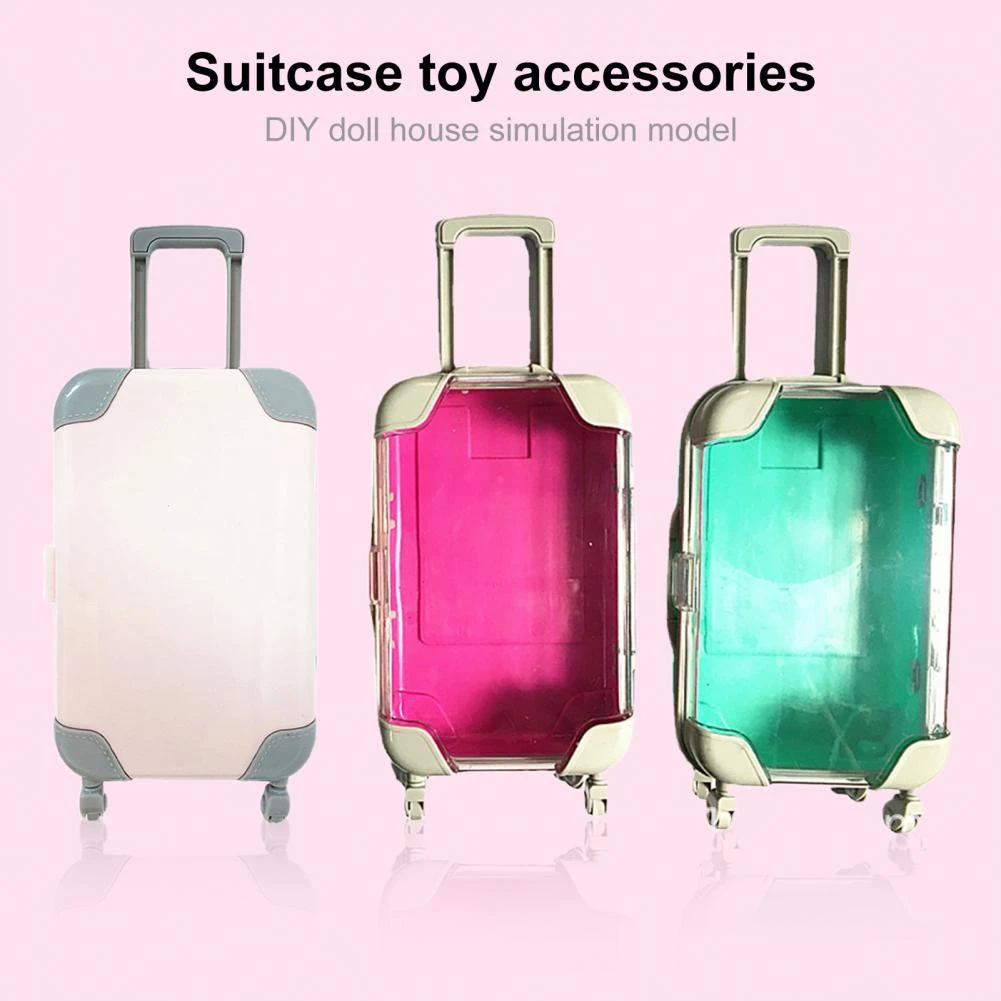 Muebles de plástico para muñecas Maleta de viaje, Maleta de maletero, equipaje, accesorios para muñecas, casa juguetes para niñas|Figuras y miniaturas| AliExpress