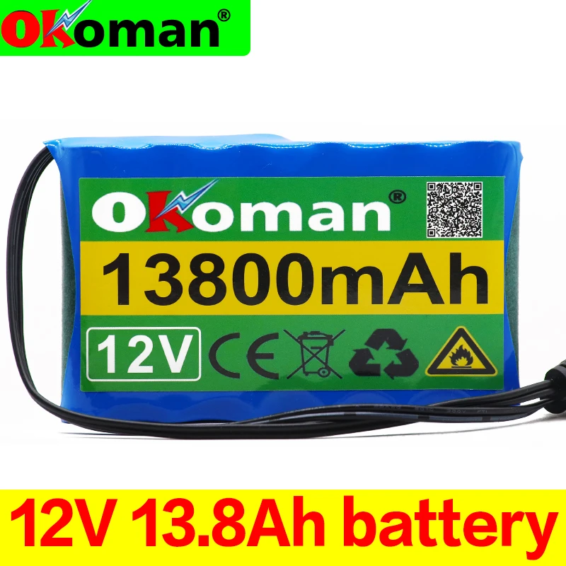 

Original Portable Super 12V 13800mah battery Rechargeable Lithium Ion battery pack capacity DC 12.6v 13.8Ah CCTV Cam Monitor