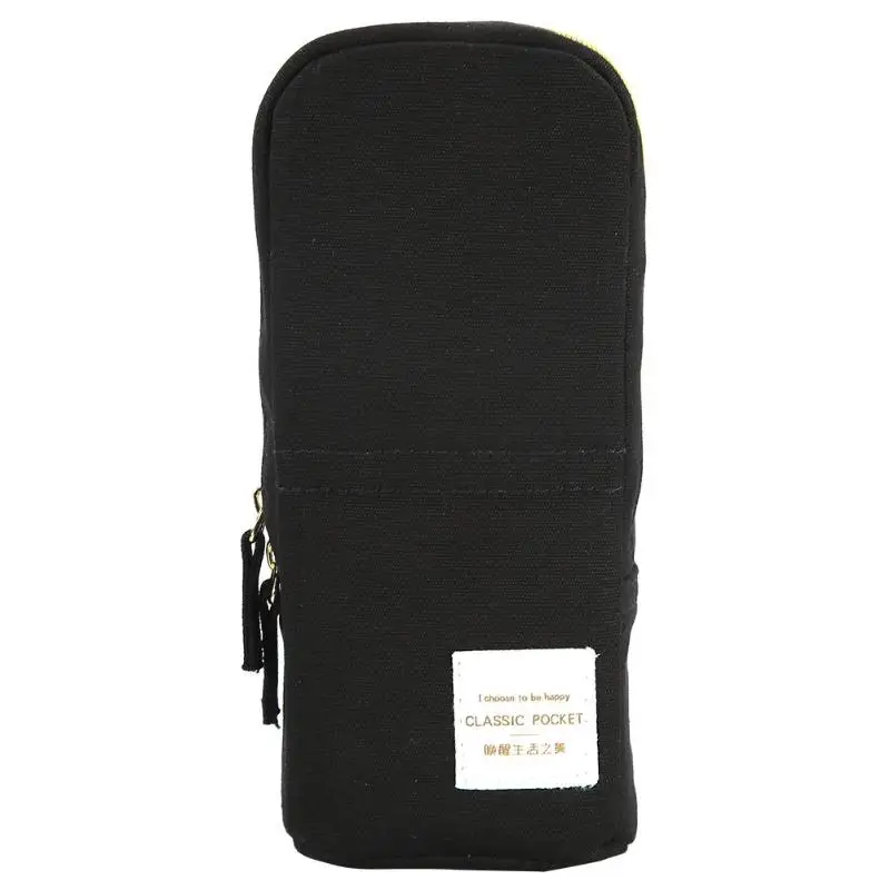 Simple Black Oxford Stationery Pouch Large Capacity Cosmetic Zippers Bag - Цвет: B